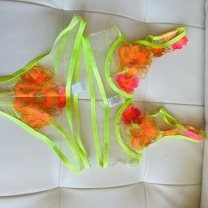 Neon green and orange lingerie